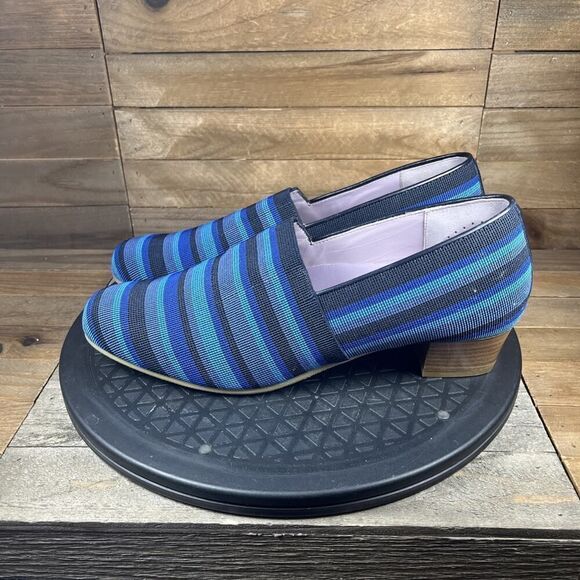 SAS Brenda Pumps Blue Striped Fabric Comfort Shoes Slip On Dress Women Size 8.5M - Picture 3 of 10